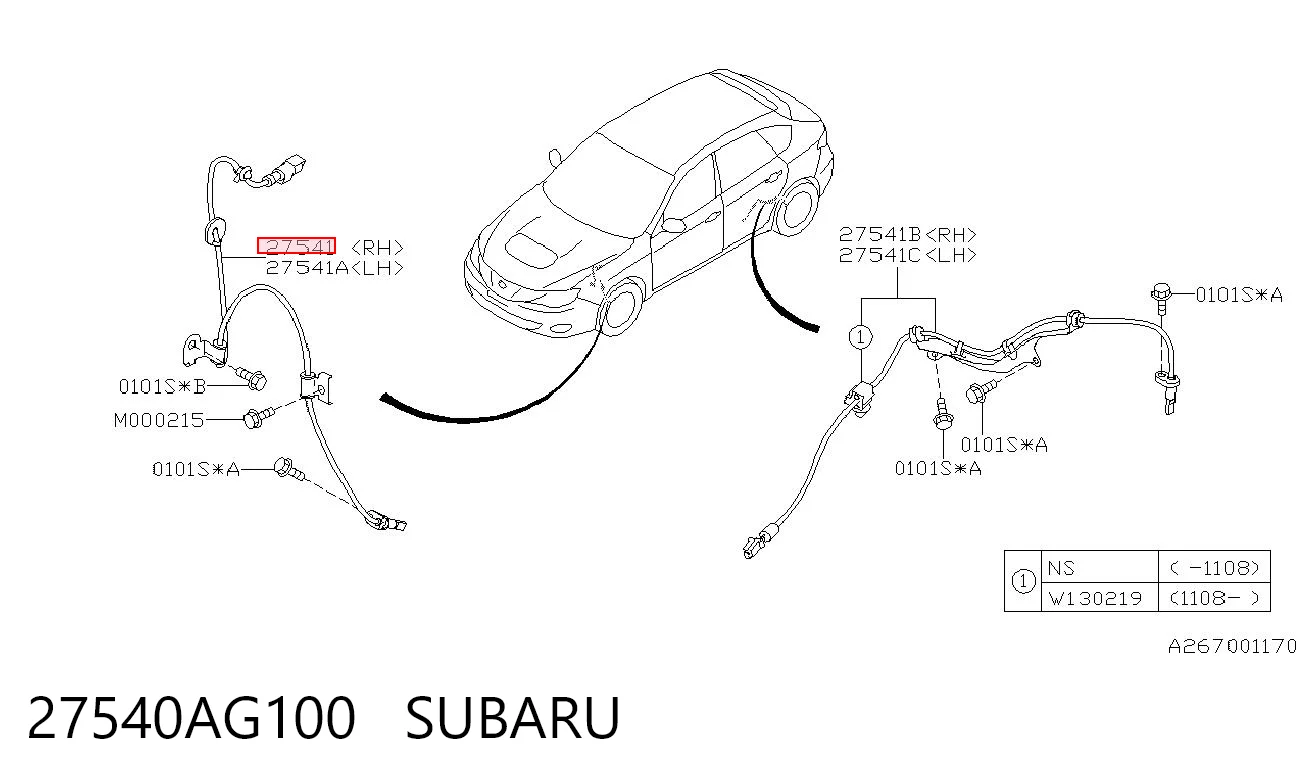 27540AG100 Subaru Czujnik ABS przedni prawy