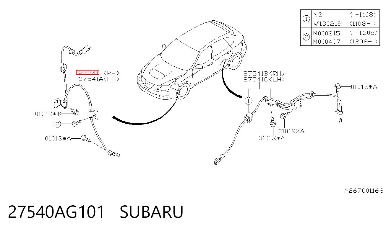 27540AG101 Subaru Czujnik ABS przedni prawy