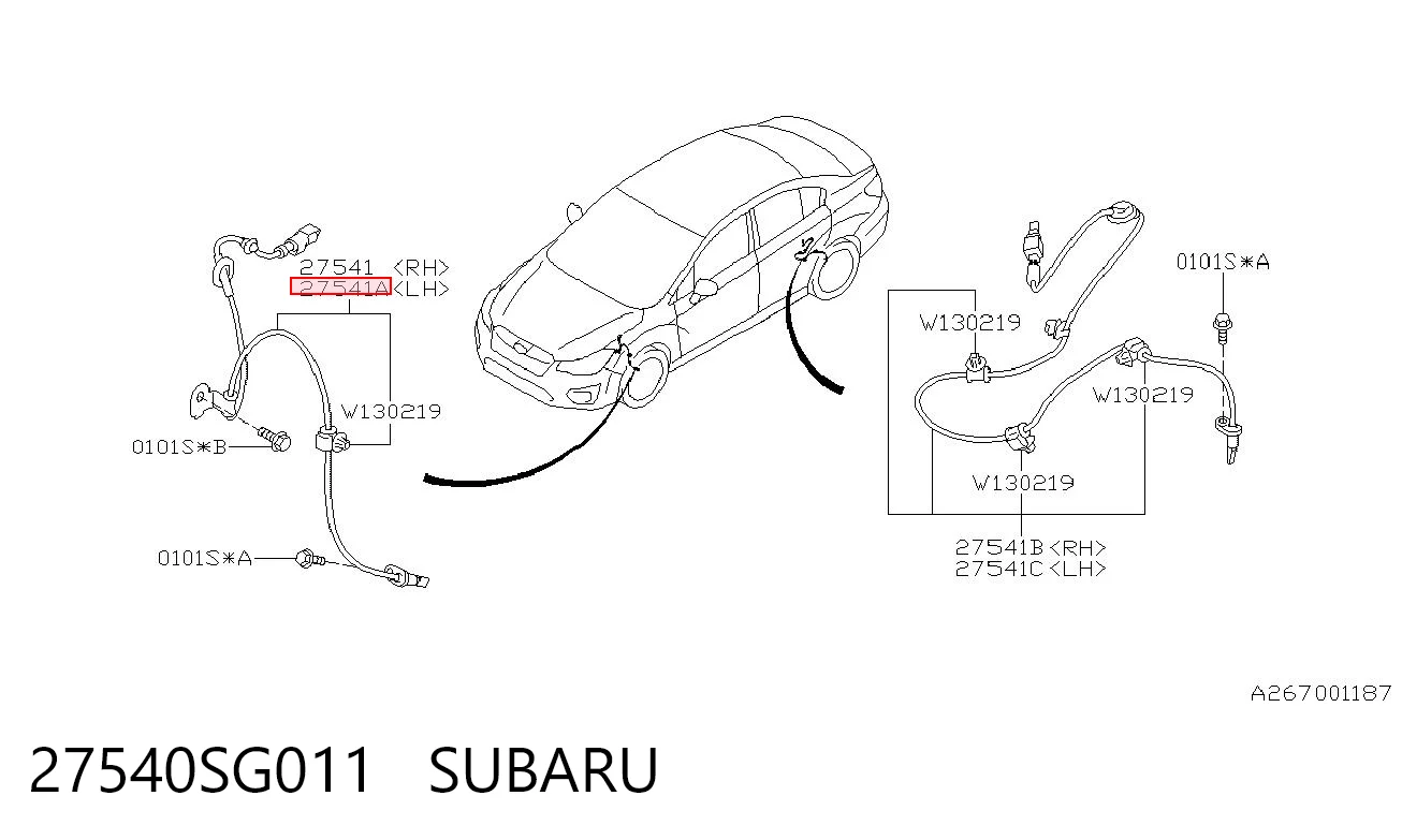 27540SG011 Subaru Czujnik ABS przedni lewy
