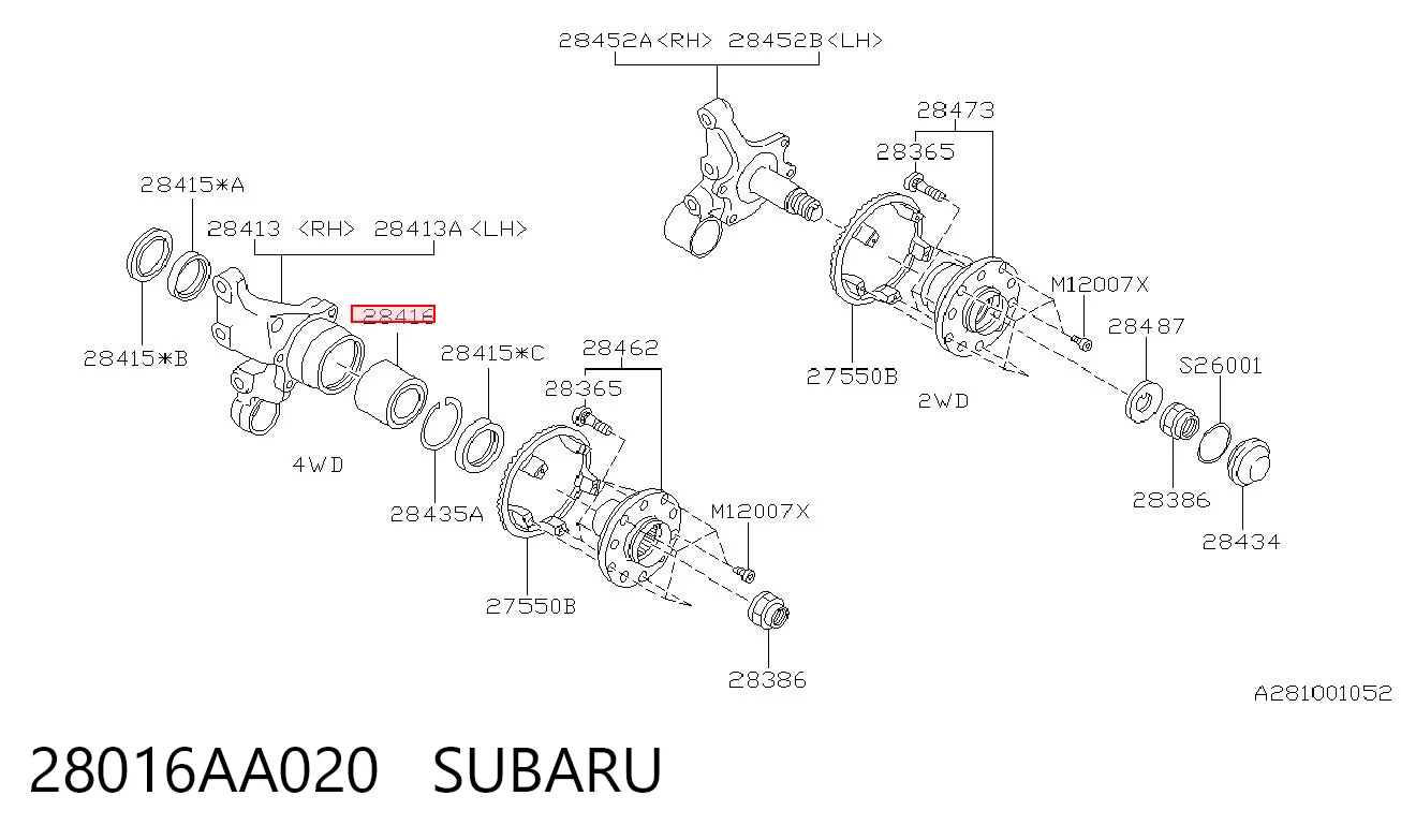 28016AA020 Subaru Lożysko piasty tylnej