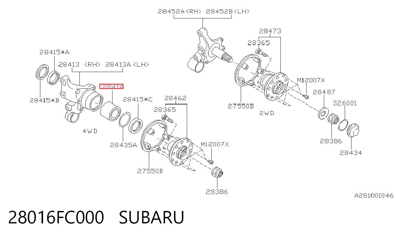 28016FC000 Subaru Lożysko piasty tylnej