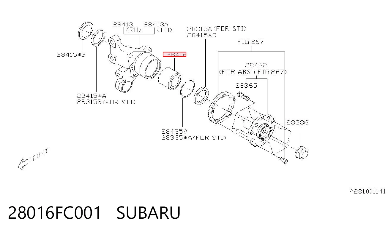 28016FC001 Subaru Lożysko piasty tylnej
