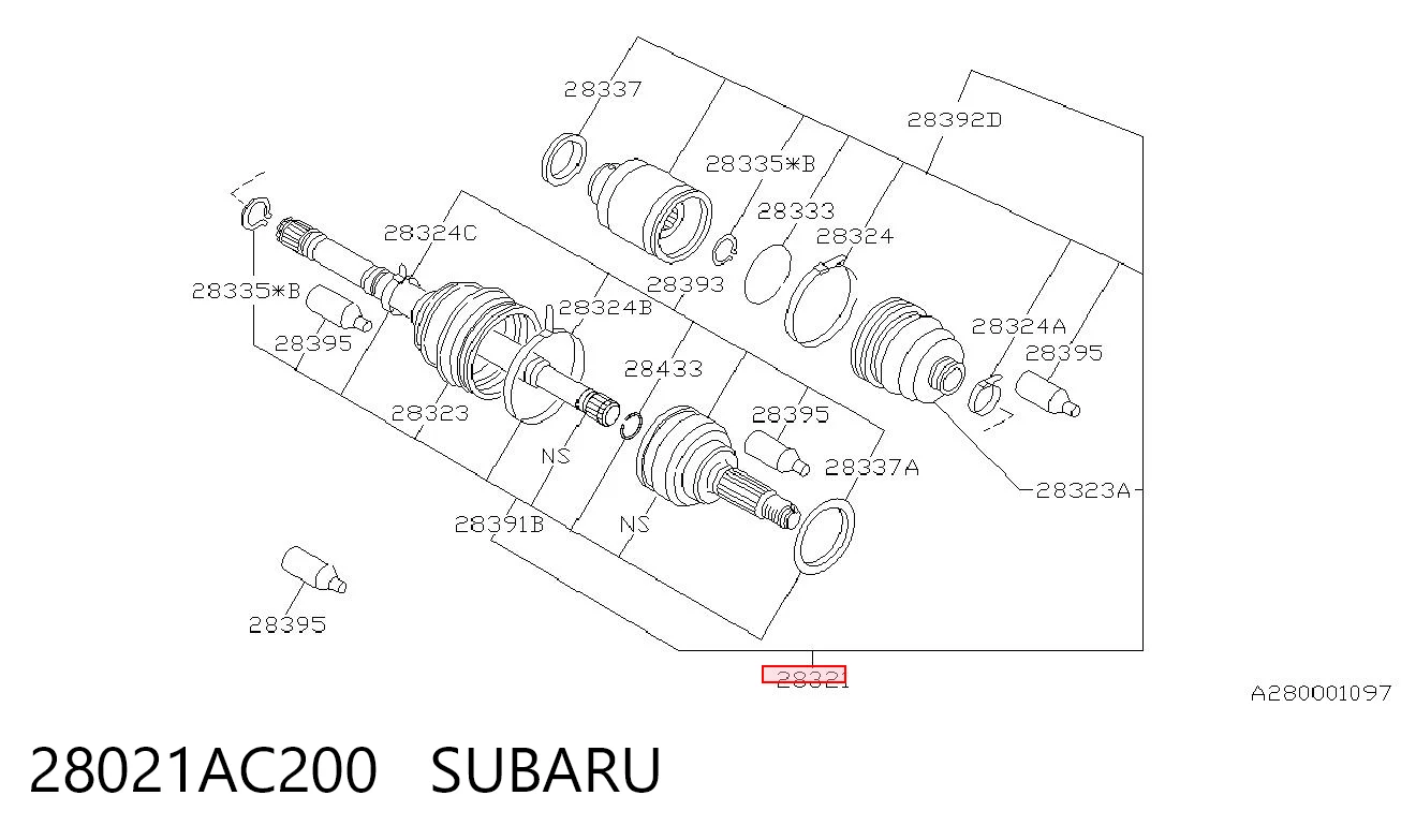 Półoś napędowa przednia Subaru Forester I SUV (S10, SF) (1997 - 2002) cena, od 113,67 USD