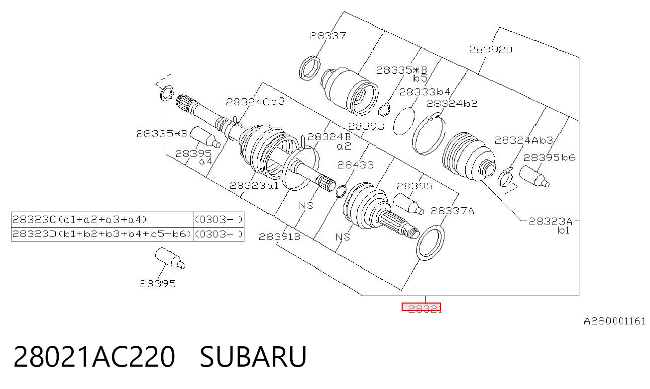 Do koszyka Półoś napędowa przednia Subaru Forester I S10, SF