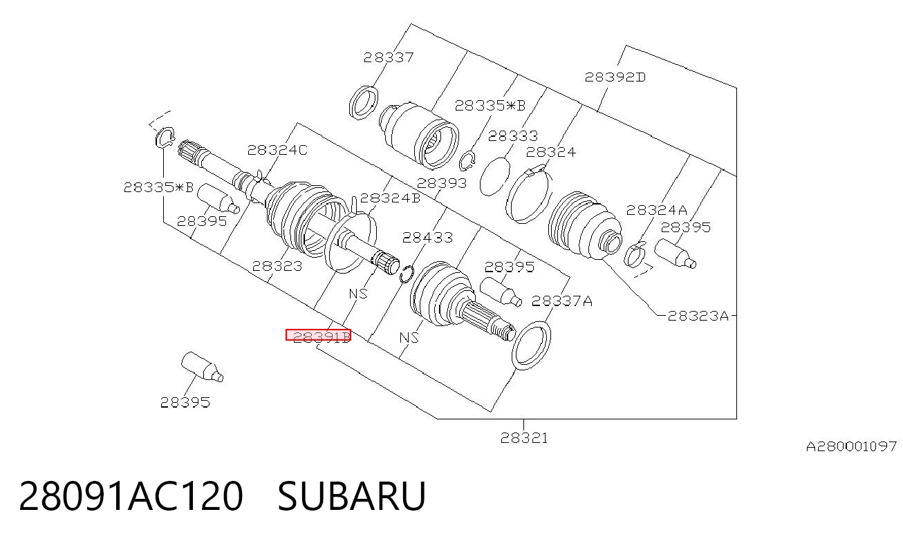 28091AC120 Subaru Przegub homokinetyczny przedni zewnętrzny