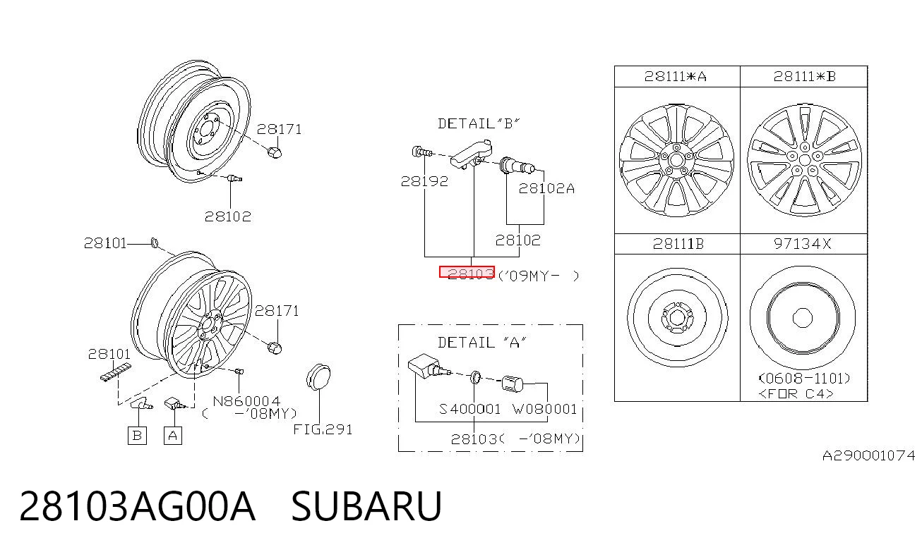 28103AG00A Subaru Czujnik ciśnienia w oponach