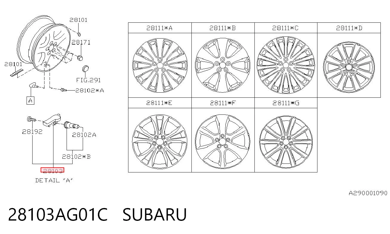 28103AG01C Subaru Czujnik ciśnienia w oponach