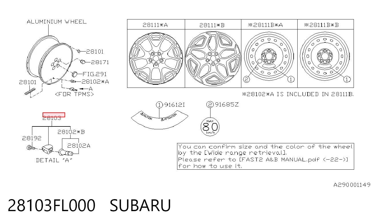 28103FL000 Subaru Czujnik ciśnienia w oponach