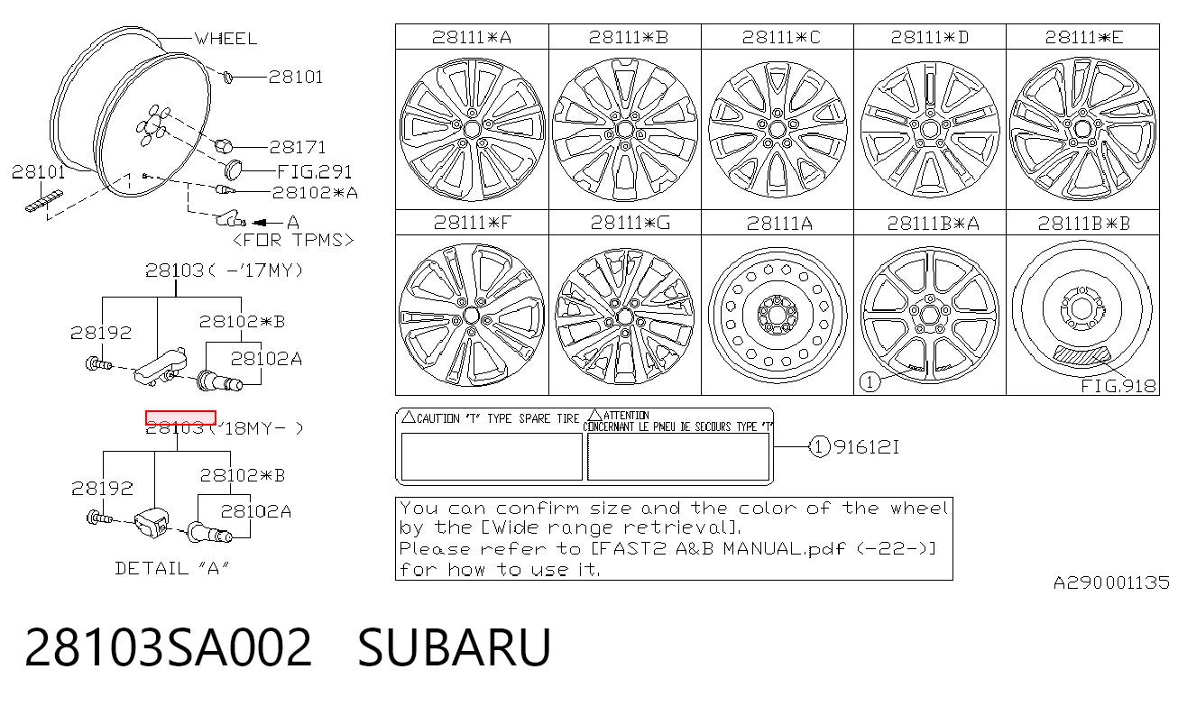 28103SA002 Subaru Czujnik ciśnienia w oponach