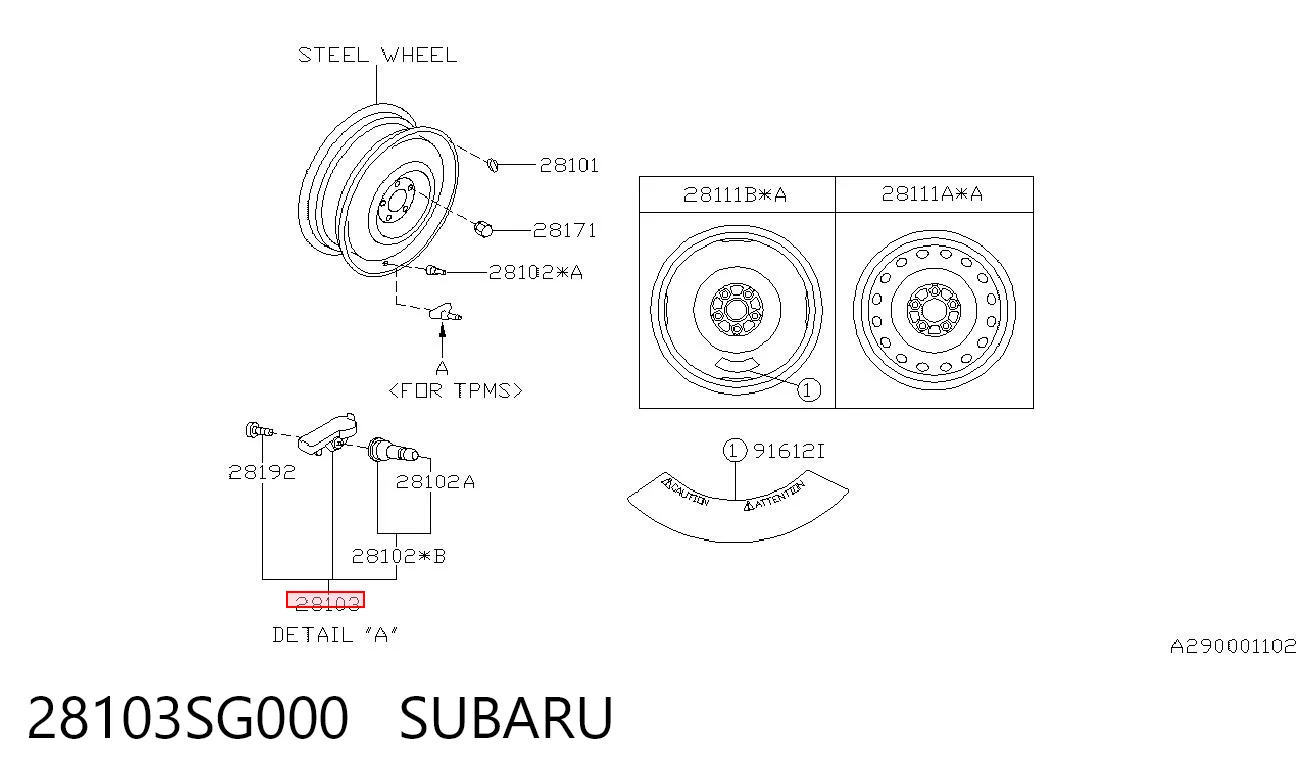 28103SG000 Subaru Czujnik ciśnienia w oponach