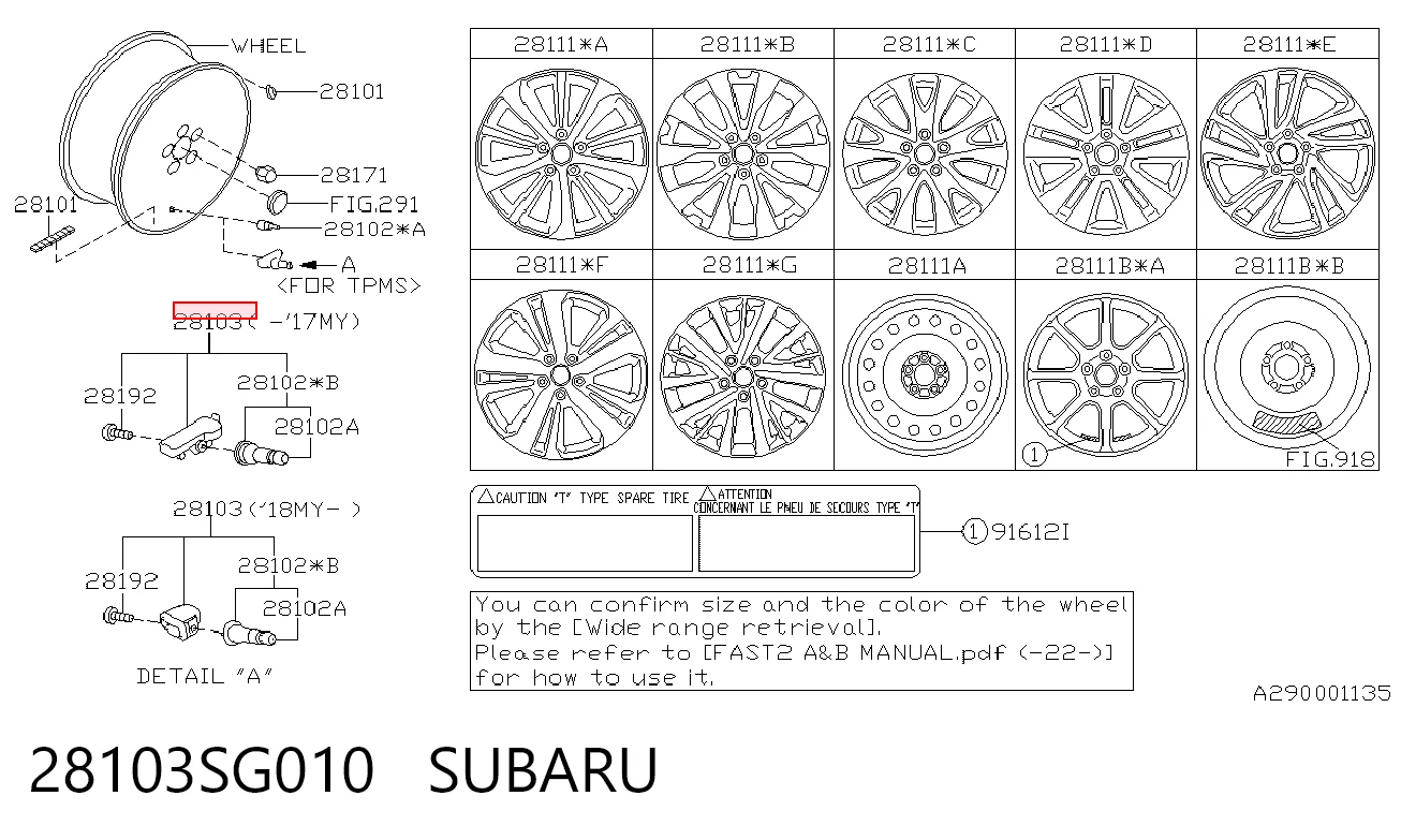 28103SG010 Subaru Czujnik ciśnienia w oponach