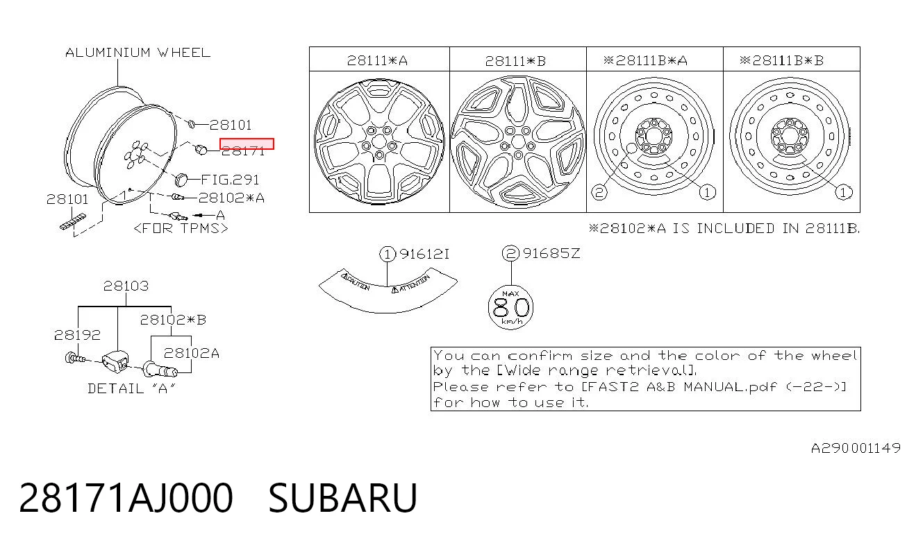 28171AJ000 Subaru Nakrętka koła