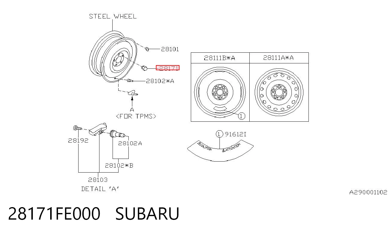 28171FE000 Subaru Nakrętka koła