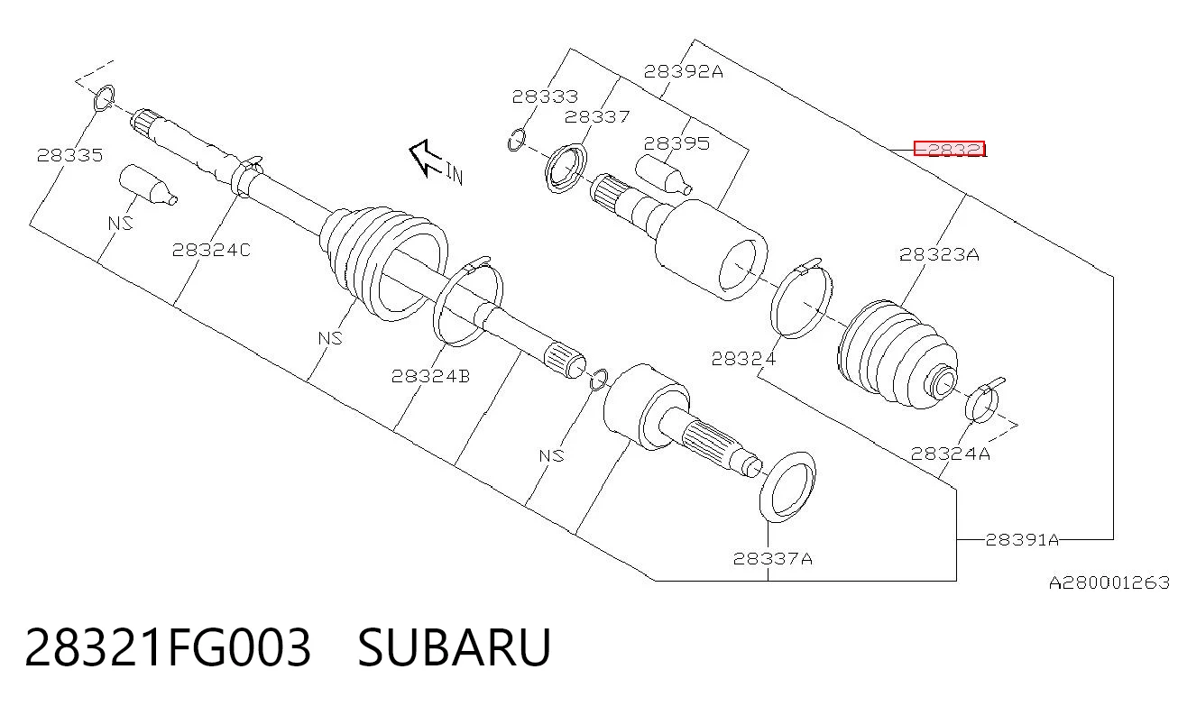 28321FG003 Subaru Półoś napędowa przednia