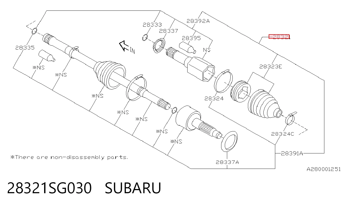 28321SG030 Subaru Półoś napędowa przednia