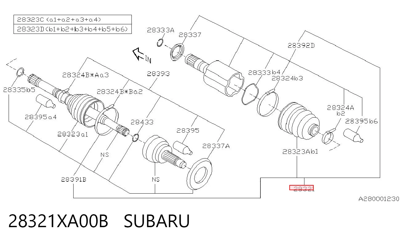 Półoś napędowa przednia do Subaru Tribeca B9 
