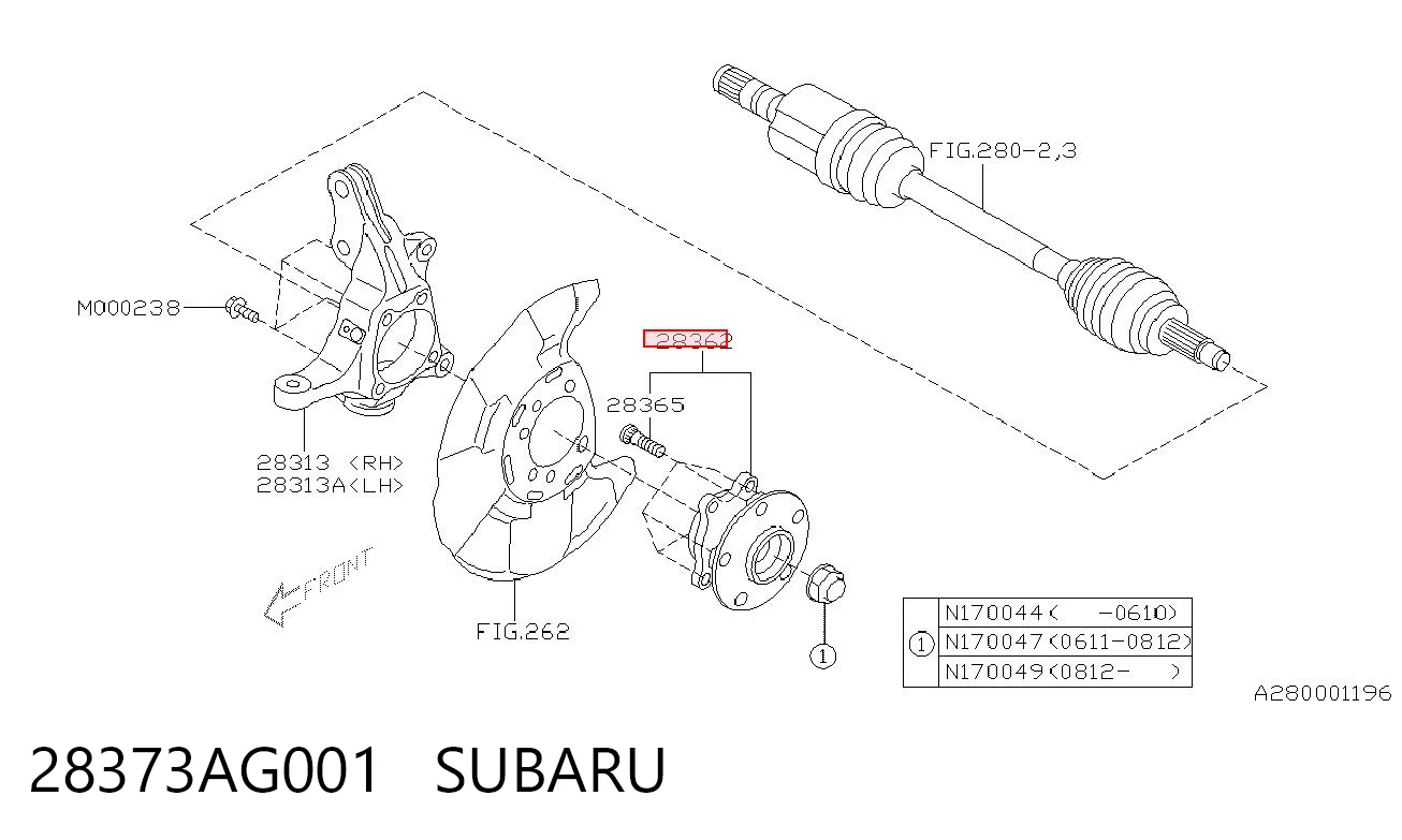 28373AG001 Subaru Piasta przednia