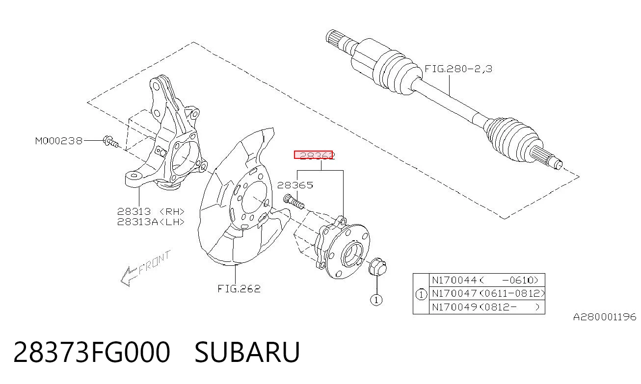 28373FG000 Subaru Piasta przednia