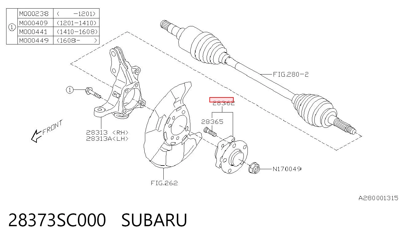 28373SC000 Subaru Piasta przednia