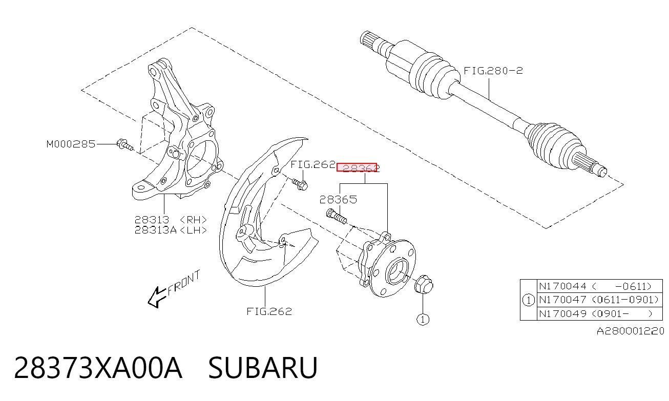 28373XA00A Subaru Piasta przednia