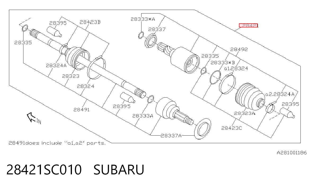 28421SC010 Subaru Półoś tylna