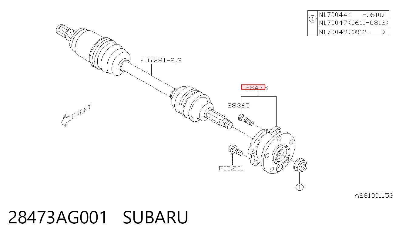 28473AG001 Subaru Piasta tylna