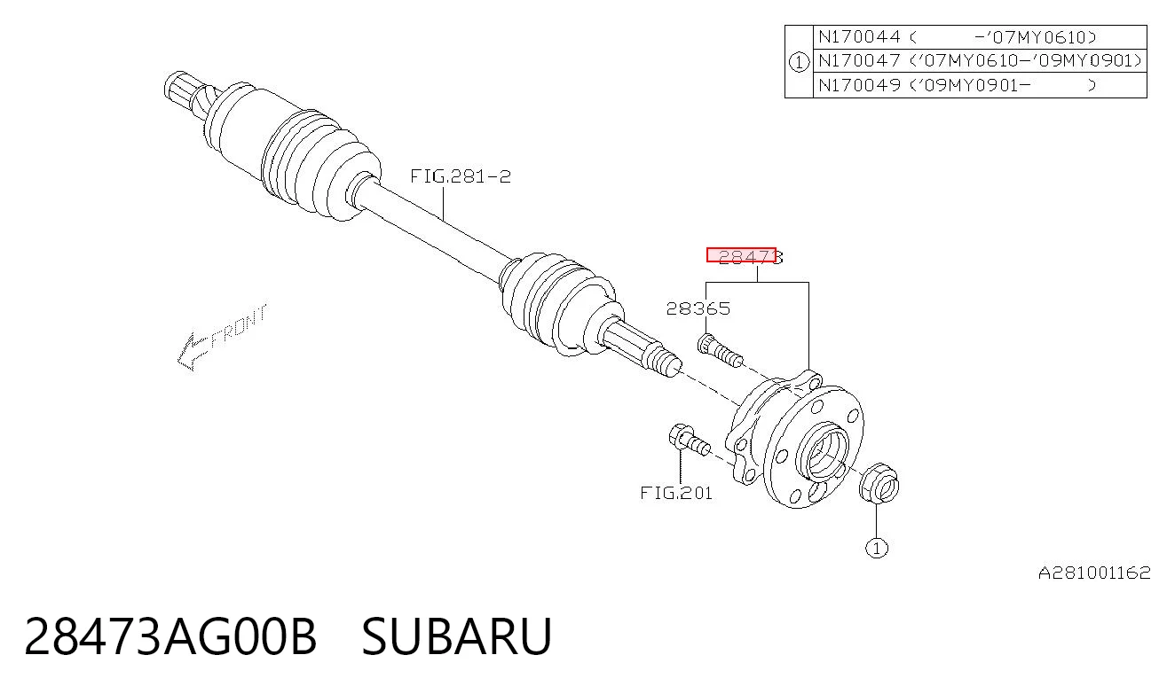 28473AG00B Subaru Piasta tylna