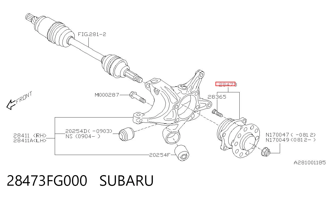 28473FG000 Subaru Piasta tylna