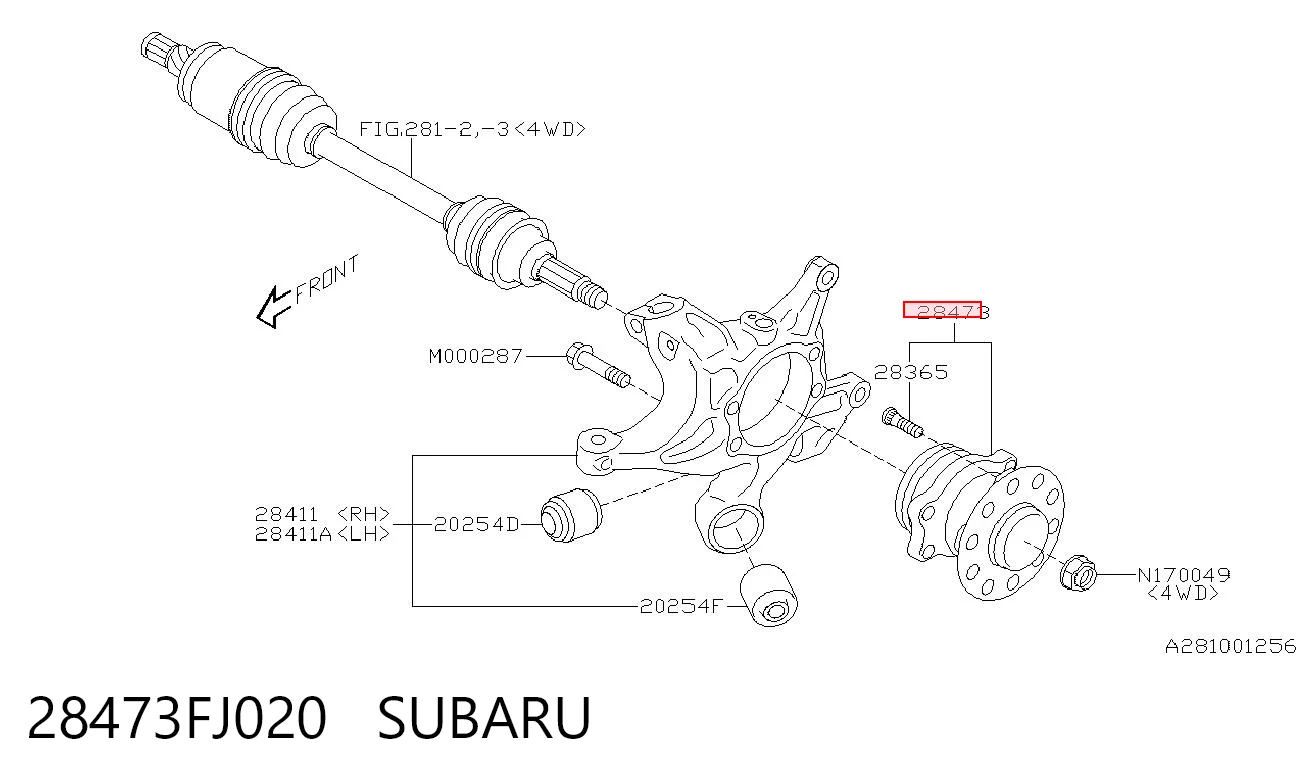 28473FJ020 Subaru Piasta tylna