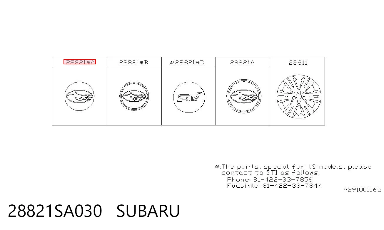 28821SA030 Subaru