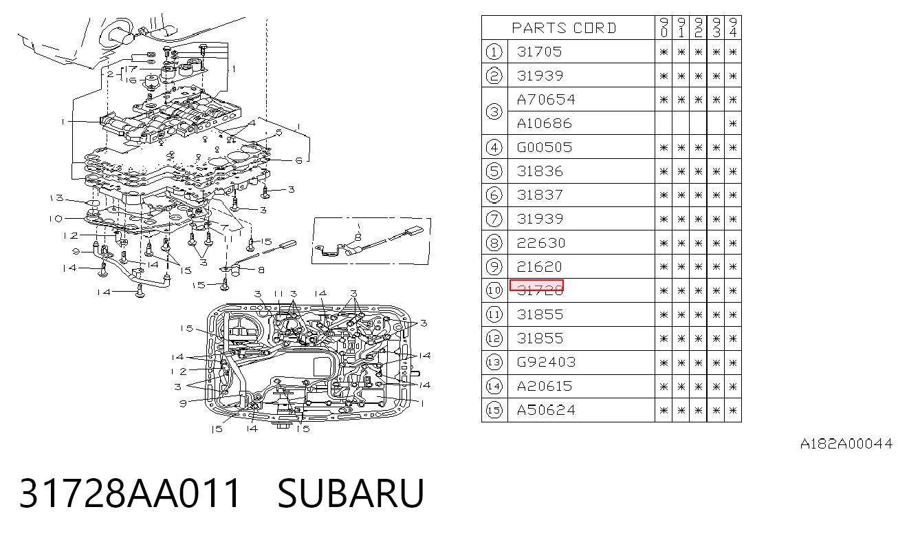 Filtr automatycznej skrzyni biegów do Subaru Legacy BD, BG