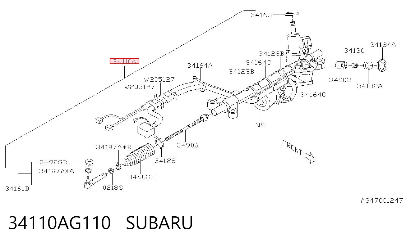 34110AG110 Subaru Listwa kierownicza (maglownica)