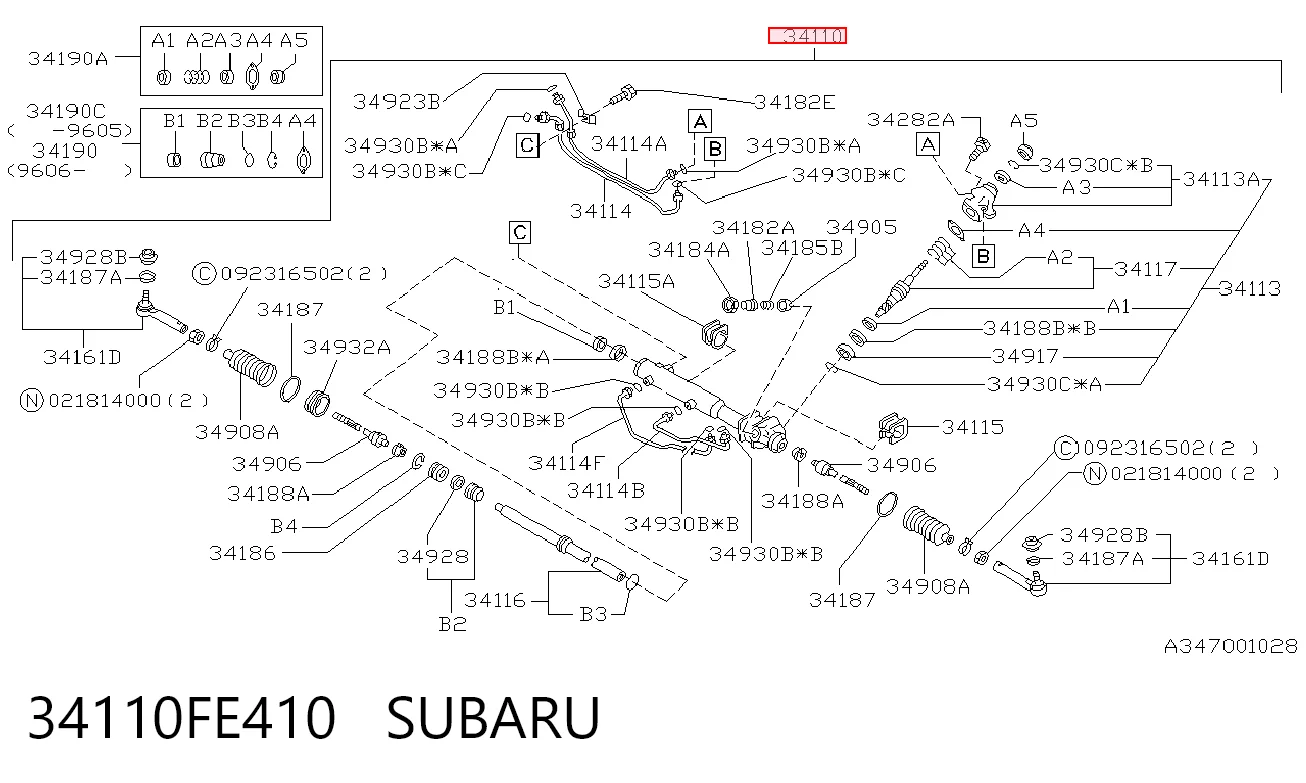 34110FE410 Subaru Listwa kierownicza (maglownica)