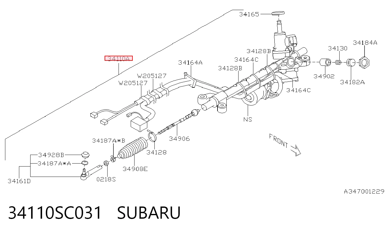 34110SC031 Subaru Listwa kierownicza (maglownica)