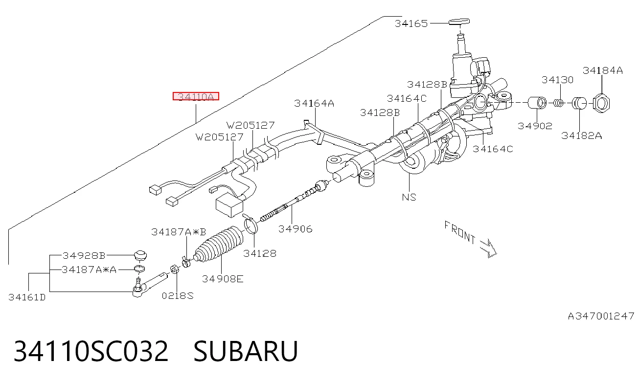 34110SC032 Subaru Listwa kierownicza (maglownica)