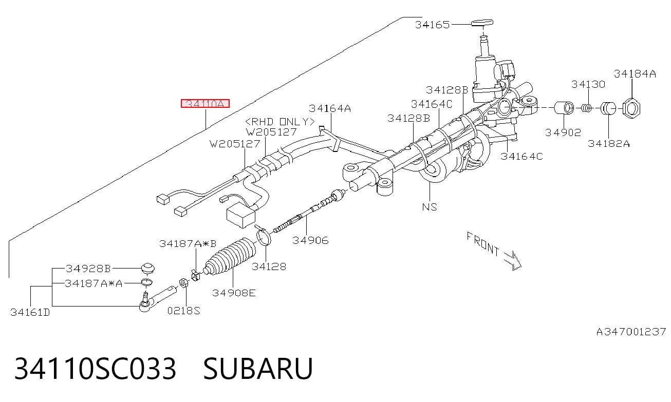 34110SC033 Subaru Listwa kierownicza (maglownica)
