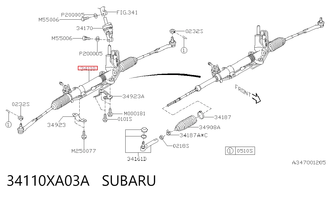 Listwa kierownicza (maglownica) Subaru Tribeca B9