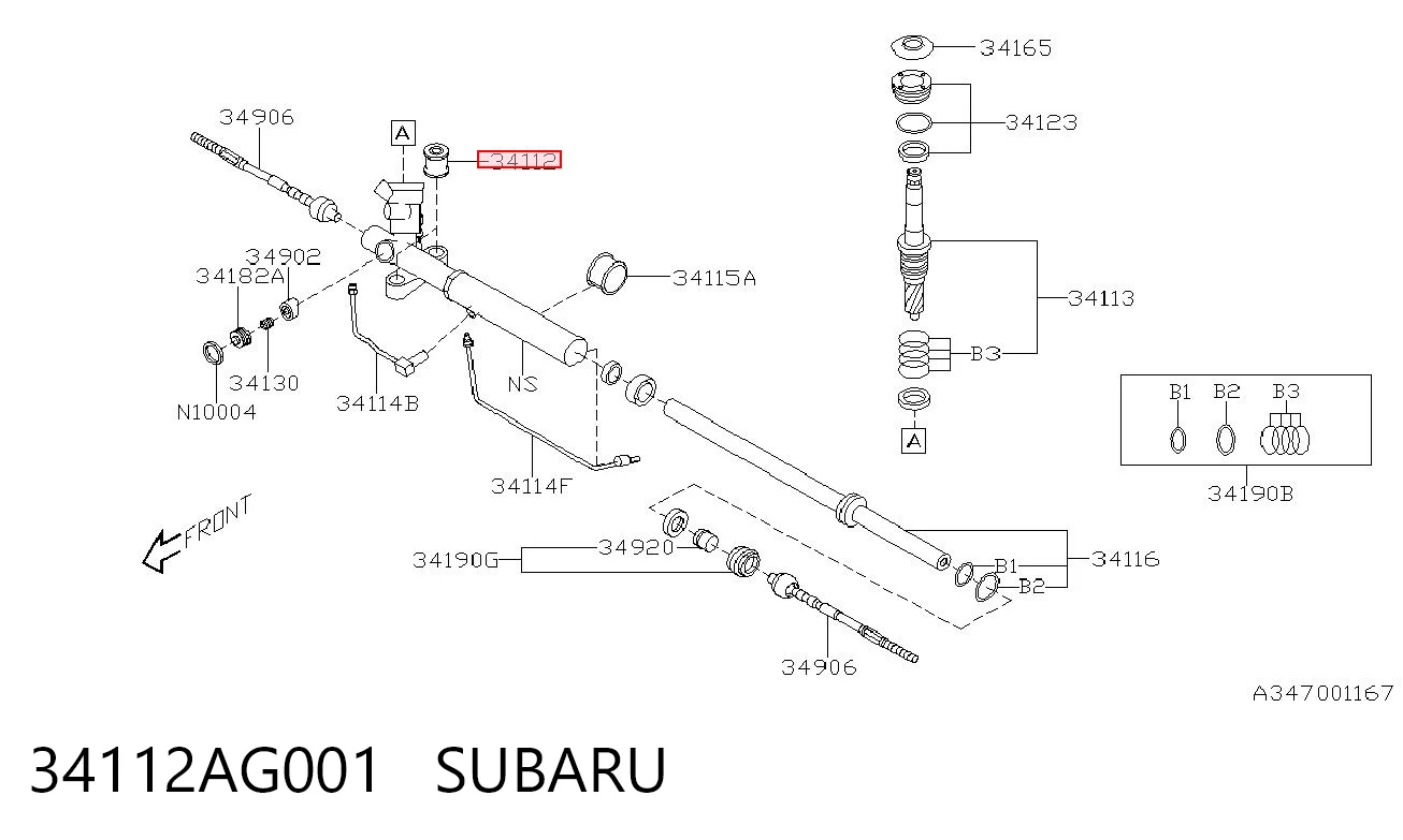 34112AG001 Subaru Silentblock mocowania maglownicy