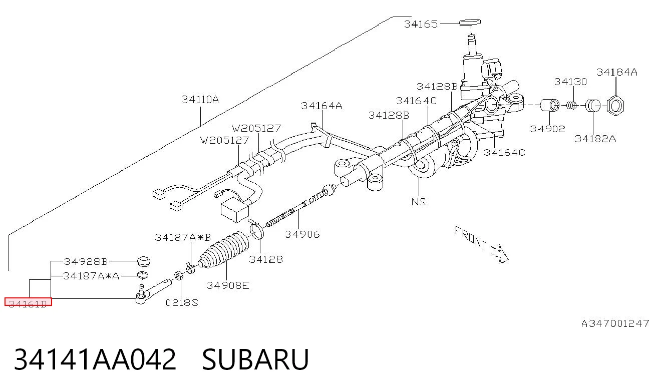34141AA042 Subaru Końcówka drążka kierowniczego zewnętrzna