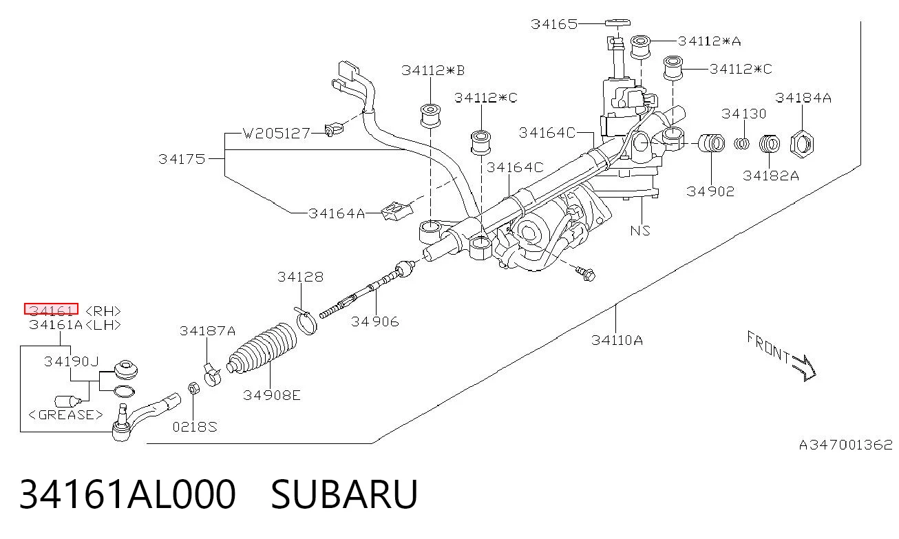 34161AL000 Subaru Końcówka drążka kierowniczego zewnętrzna