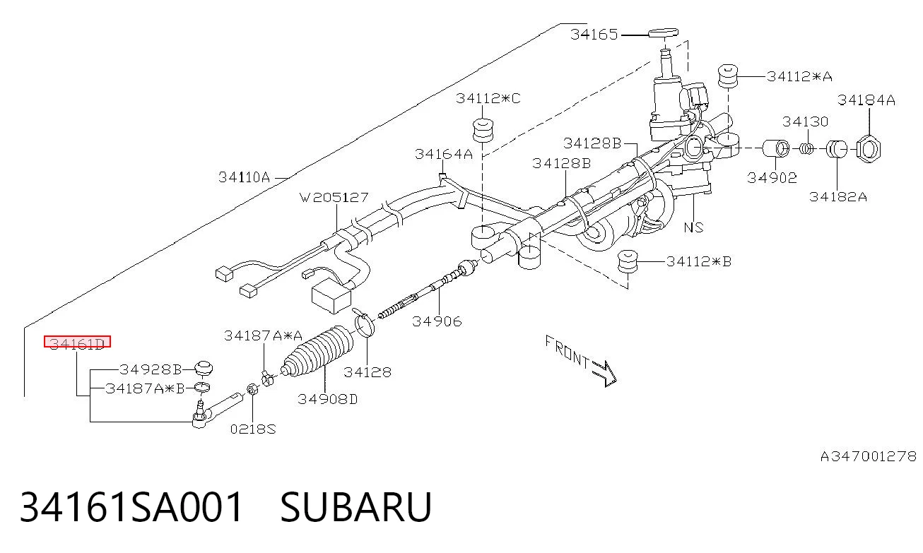 34161SA001 Subaru Końcówka drążka kierowniczego zewnętrzna