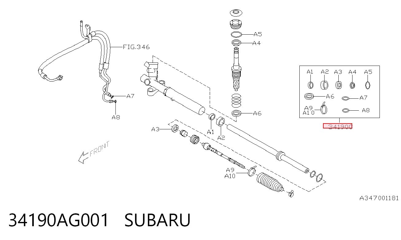 Zestaw naprawczy maglownicy (mechanizmu) (zestaw uszczelniaczy) Subaru Impreza II sedana (GD) (1999 - 2009) cena, od 32,94 USD