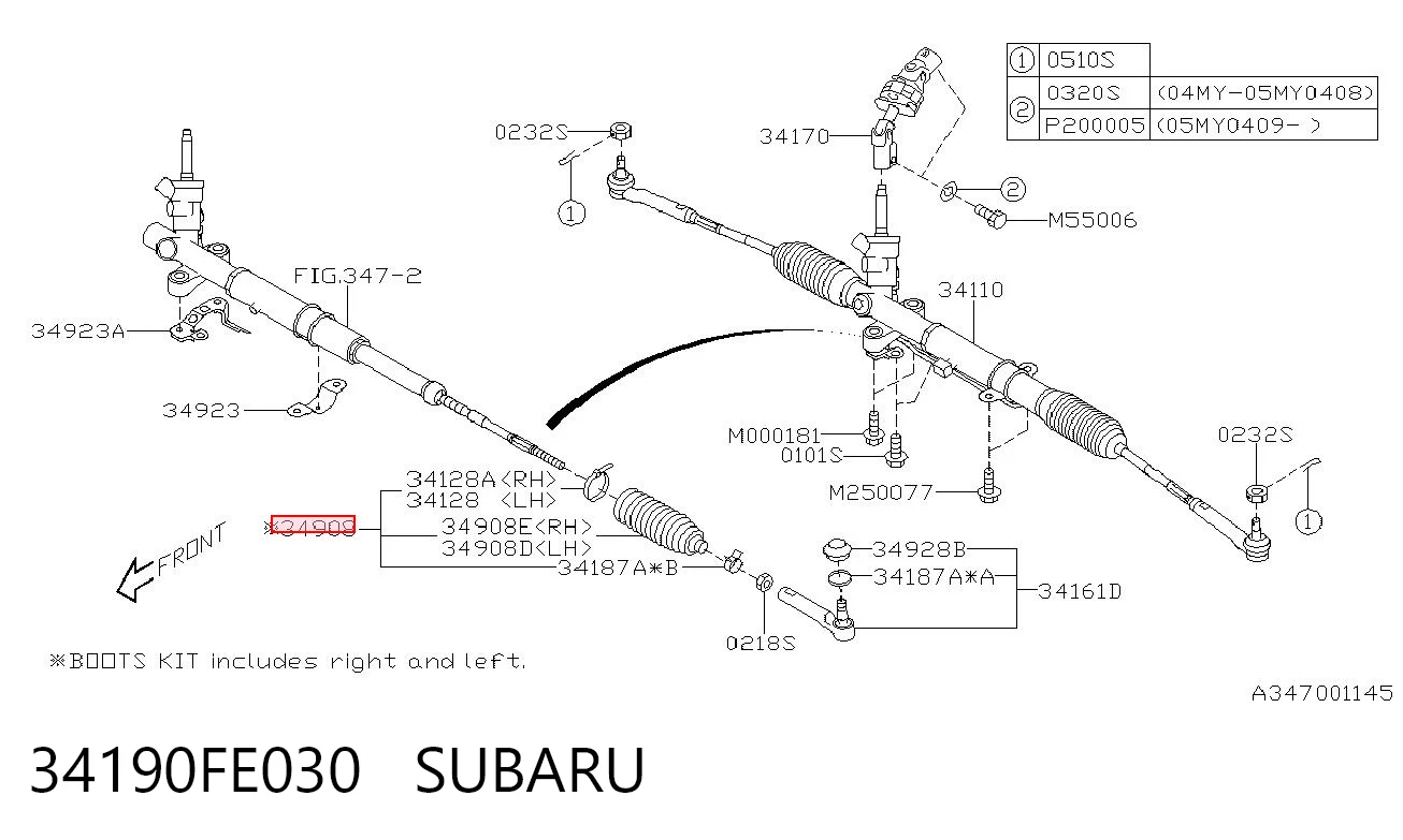 34190FE030 Subaru Osłona mechanizmu kierowniczego (maglownicy)
