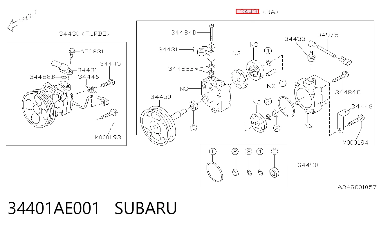 34401AE001 Subaru Pompa wspomagania hydraulicznego kierownicy