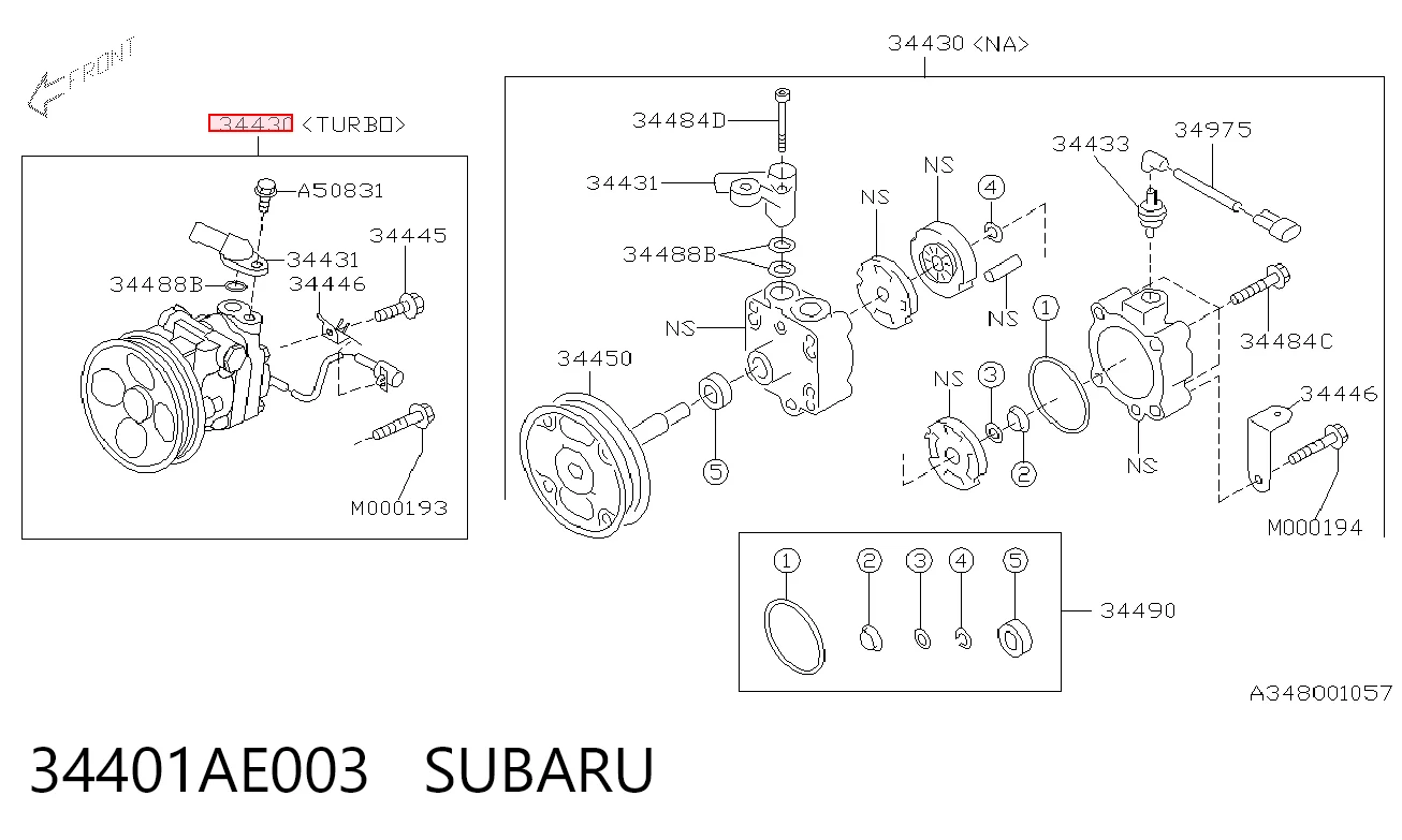 34401AE003 Subaru Pompa wspomagania hydraulicznego kierownicy