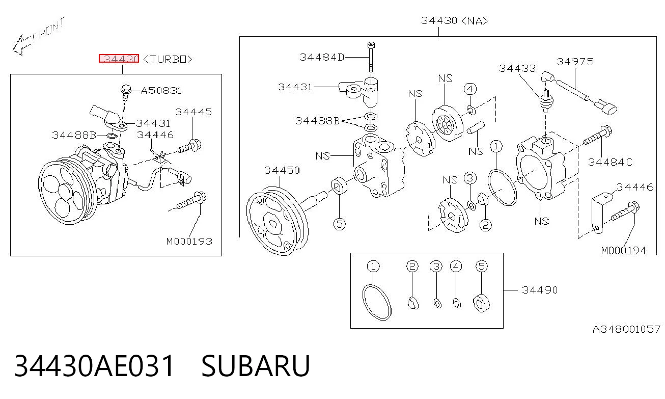 34430AE031 Subaru Pompa wspomagania hydraulicznego kierownicy