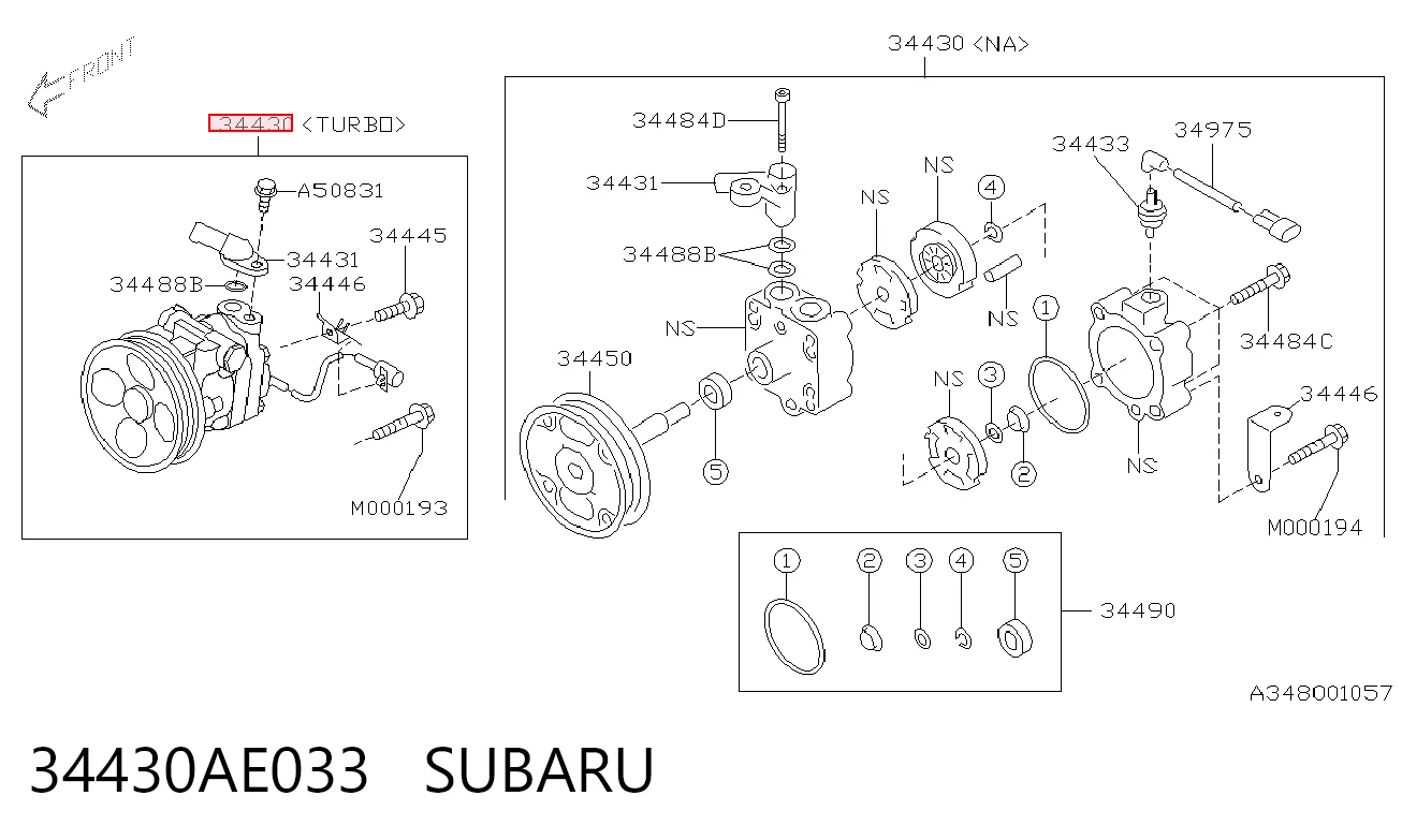 34430AE033 Subaru Pompa wspomagania hydraulicznego kierownicy