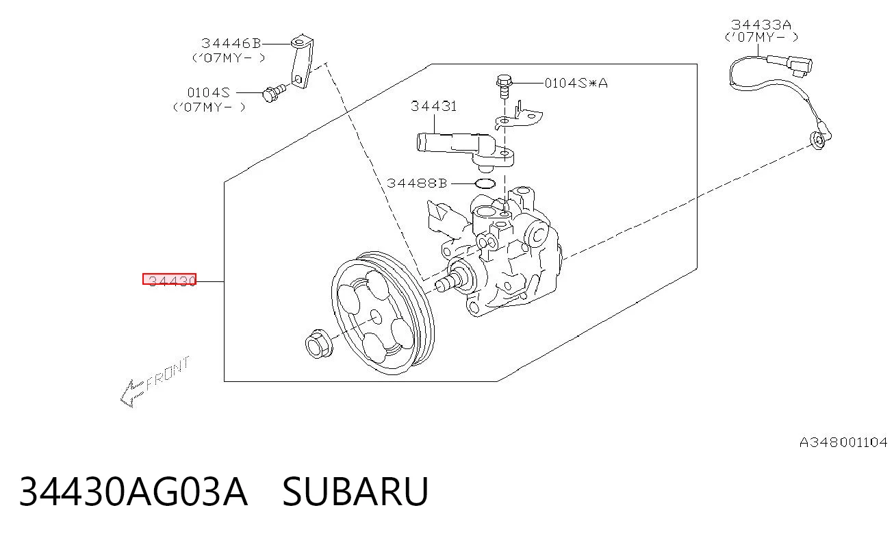 34430AG03A Subaru Pompa wspomagania hydraulicznego kierownicy