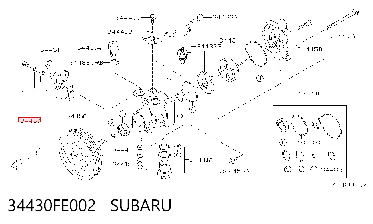34430FE002 Subaru Pompa wspomagania hydraulicznego kierownicy