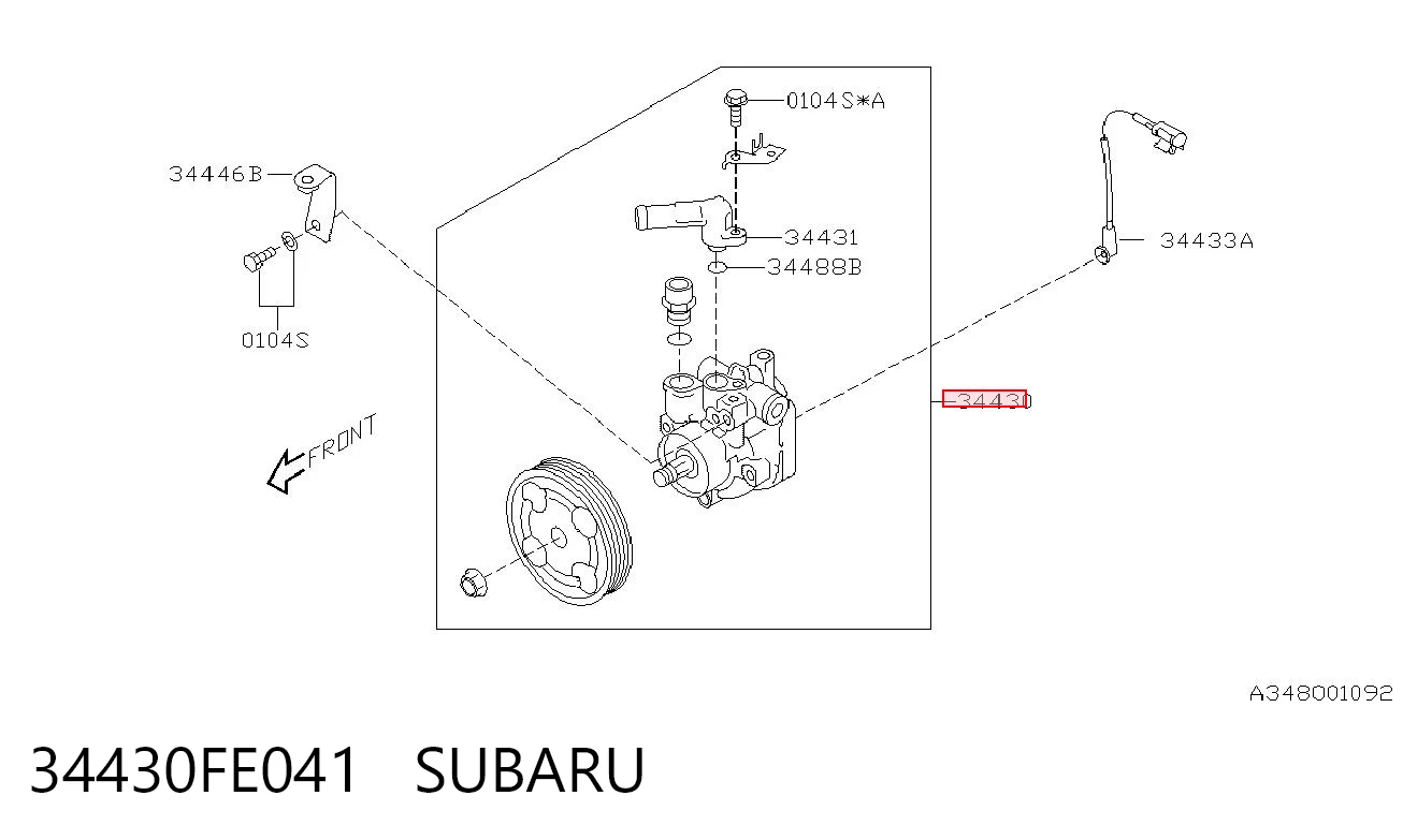 34430FE041 Subaru Pompa wspomagania hydraulicznego kierownicy